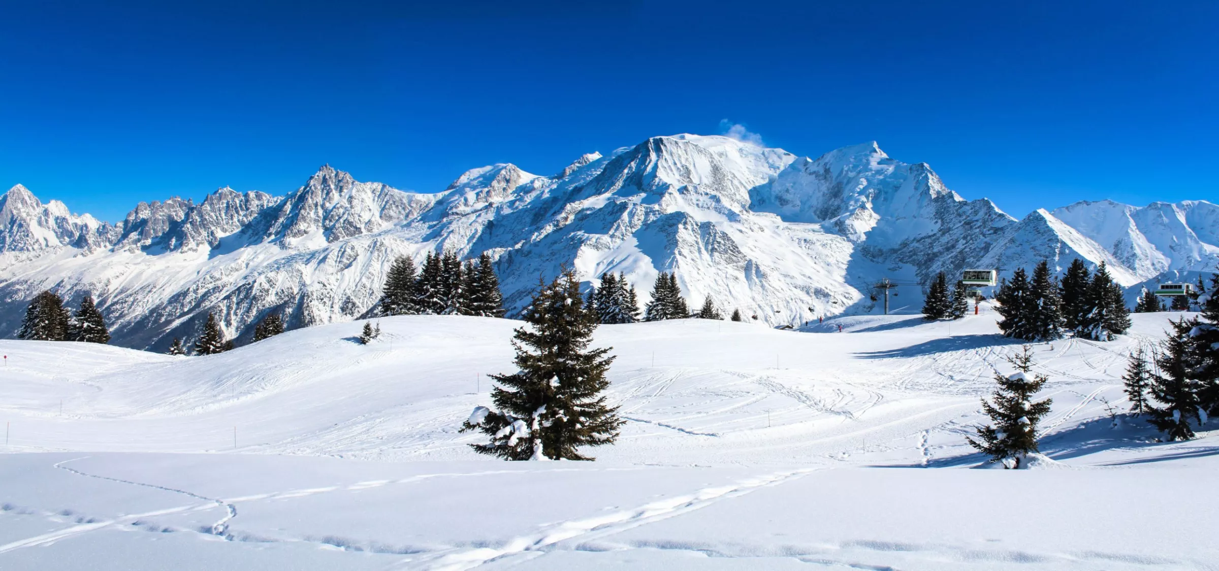 Les Houches face au massif du Mont-Blanc